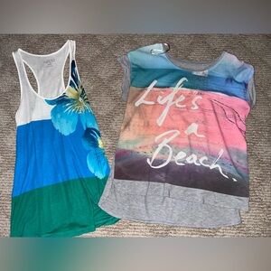 Apt. 9 Blue and Green Casual Tank Top